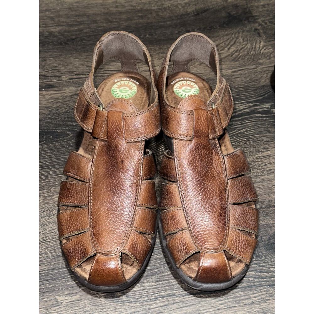 Earth Spirit Astrid Brown Sandals Women 9.5 Summer Strap Shoes Leather Fisherman